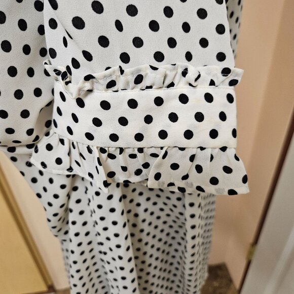 Who What Wear Blouse Womens Size 3X Polka Dot Button Front Black White NWT - Picture 3 of 10